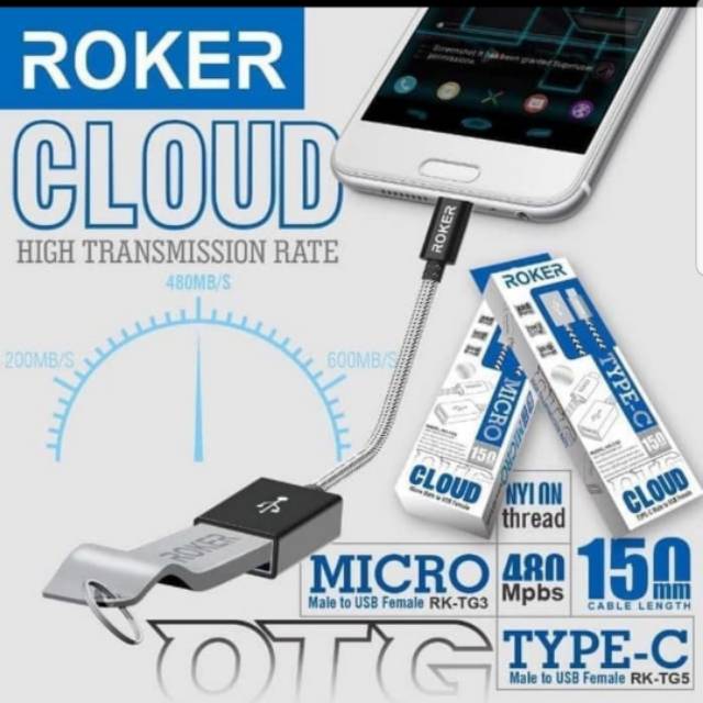 OTG ANDROID ROKER CLOUD MICRO MALE TO USB FEMALE OTG KABEL V8 480 MBPS