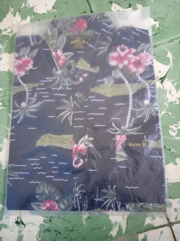 Hem Cowok Printing Kemeja Surfing Pria Motif Pantai Tie Die