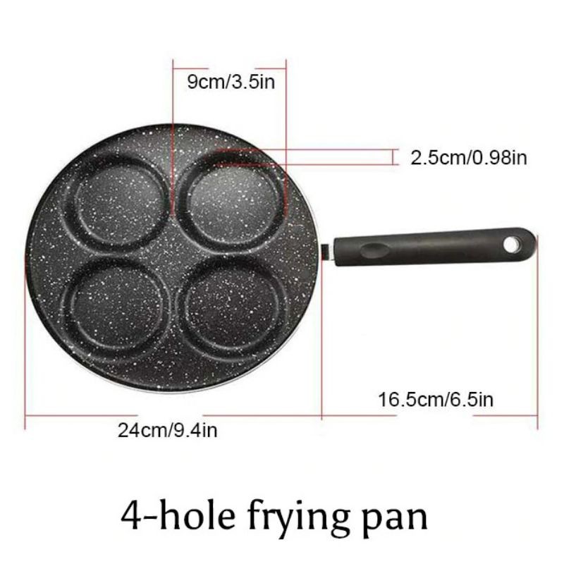 Penggorengan Wajan Panci Teflon Cetakan Takoyaki Telur Omelet Anti Lengket Egg Fyring Pan Non-stick 4 Holes