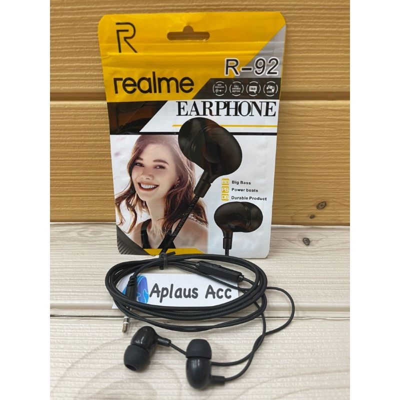 Handsfree Realme R92 + Mic Stereo Earphone R-92 Suara Bagus