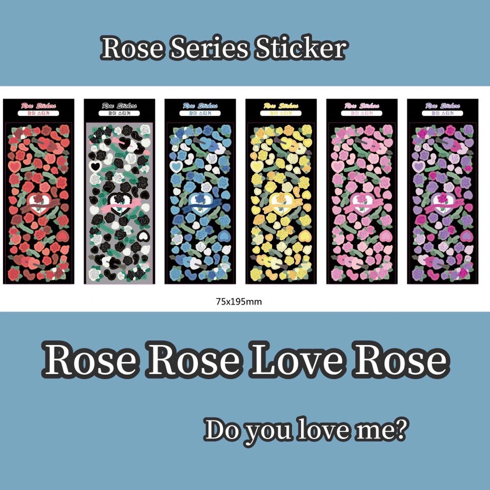 GaLiCiCi Stikers Glittering Rose / Stiker DIY Dekorasi Bunga Payet