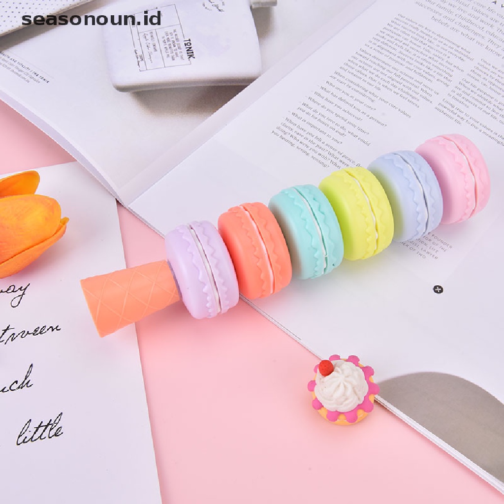 【seasonoun】 6pcs Cookie Highlighter Pen Macaron Fluorescent Color Marker Drawing Paint ID