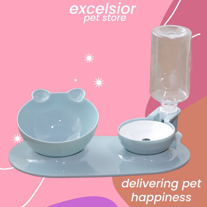 Tempat Makan botol Minum Anjing kucing / Pet Bowl 2 in 1