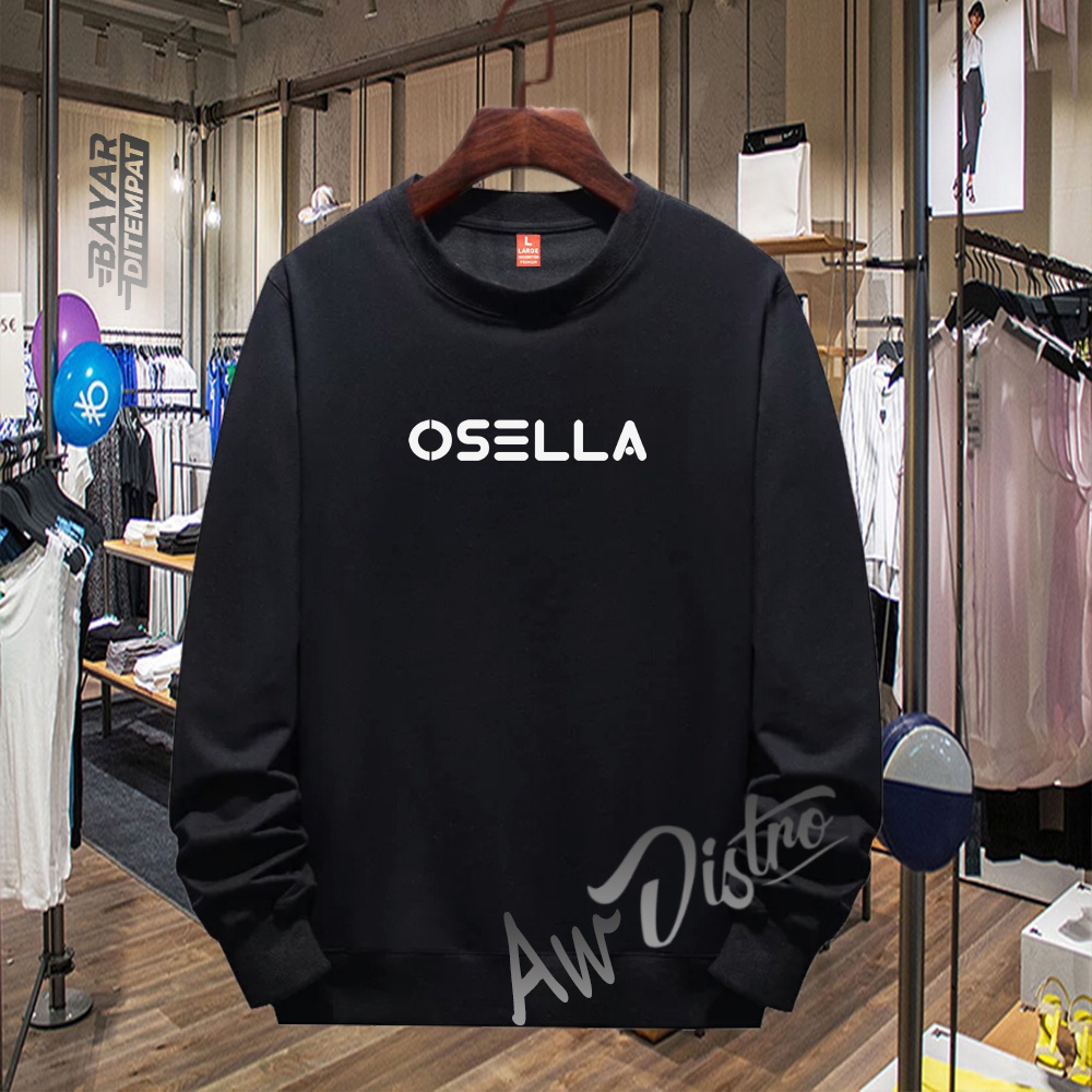 COD Sweater Distro Osella White Premium Quality Sweater Tulisan Jaket Kata-Kata Hoodie Sablon