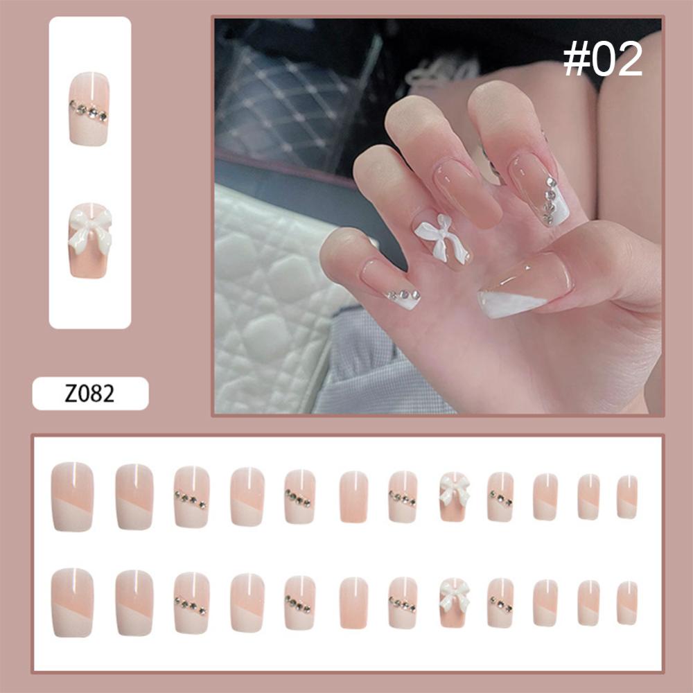 Timekey 24pcs / set Kuku Palsu Bisa Dilepas Untuk Aksesoris Nail Art / Manicure A3K2