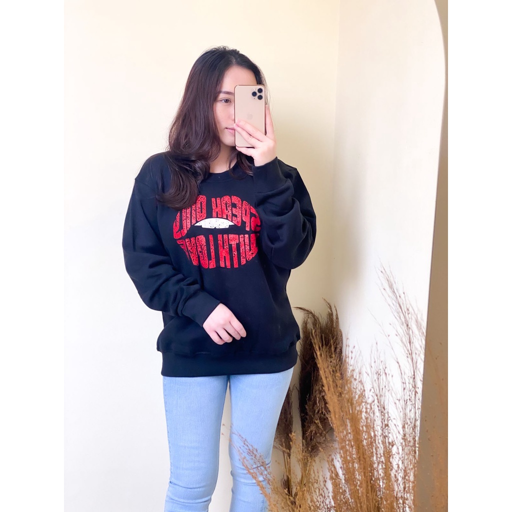 Sweater Crewneck Unisex Lengan Panjang Bahan Cotton Fleece Premium