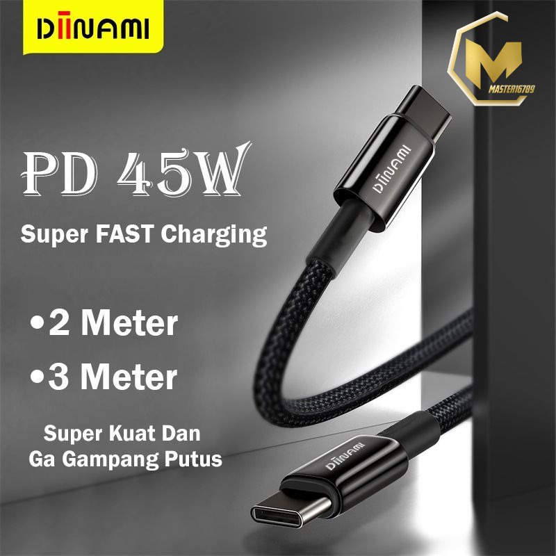 DIINAMI CABLE KABEL DATA / TYPE-C KE TYPE-C / USB-C TO USB-C / 45W FAST CHARGING / 2 METER  &amp; 3 METER NOTE10 NOTE20 S21 S22 ULTRA MACBOOK AIR MA3457