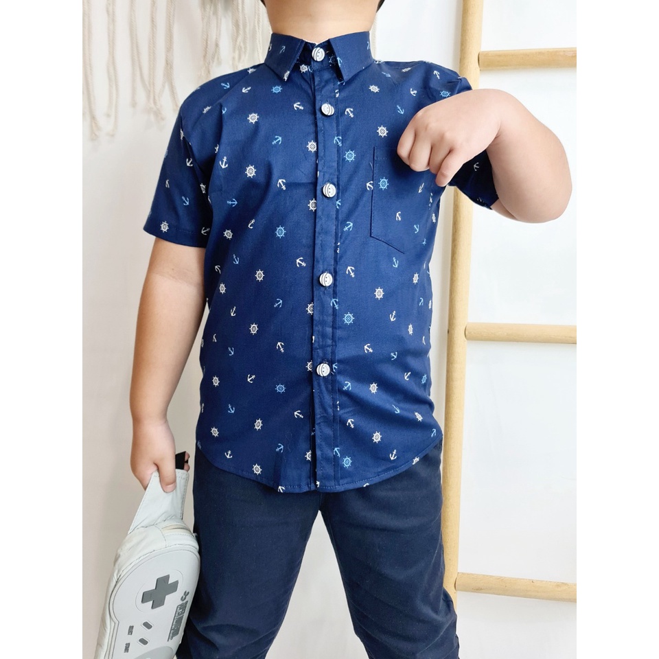 Amspro Kemeja anak laki-laki lengan pendek atasan anak baju kids Wheel