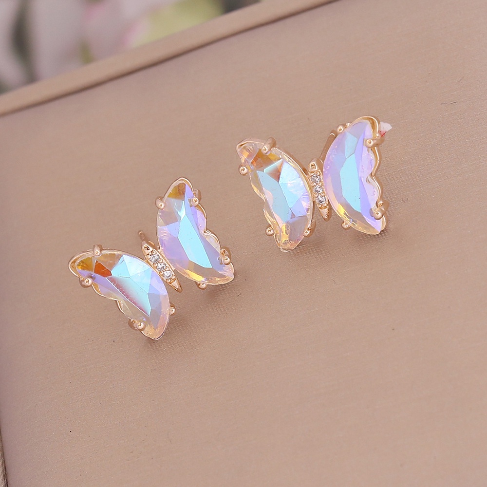 Anting Drop 925 Silver Bentuk Kupu-Kupu Warna-Warni Untuk Wanita