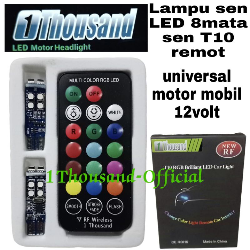 1Thousand Lampu sein Led 8mata sen T10 remot universal motor mobil 12volt/Lampu sein sen remot T10 m