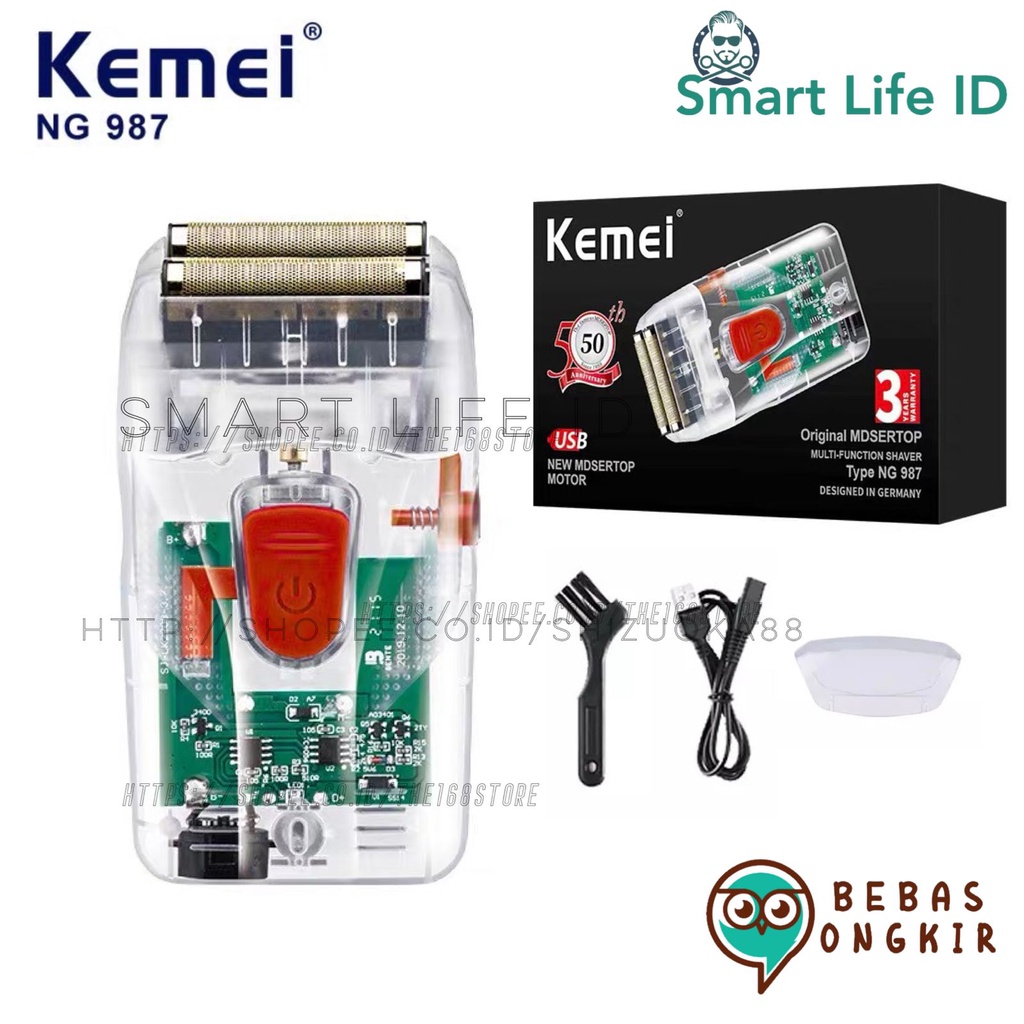 Alat Cukur Rambut Kemei NG 987 Hair Clipper Shaver Jenggot Kumis Mesin Potong Rambut Botak 0 mm NG 987