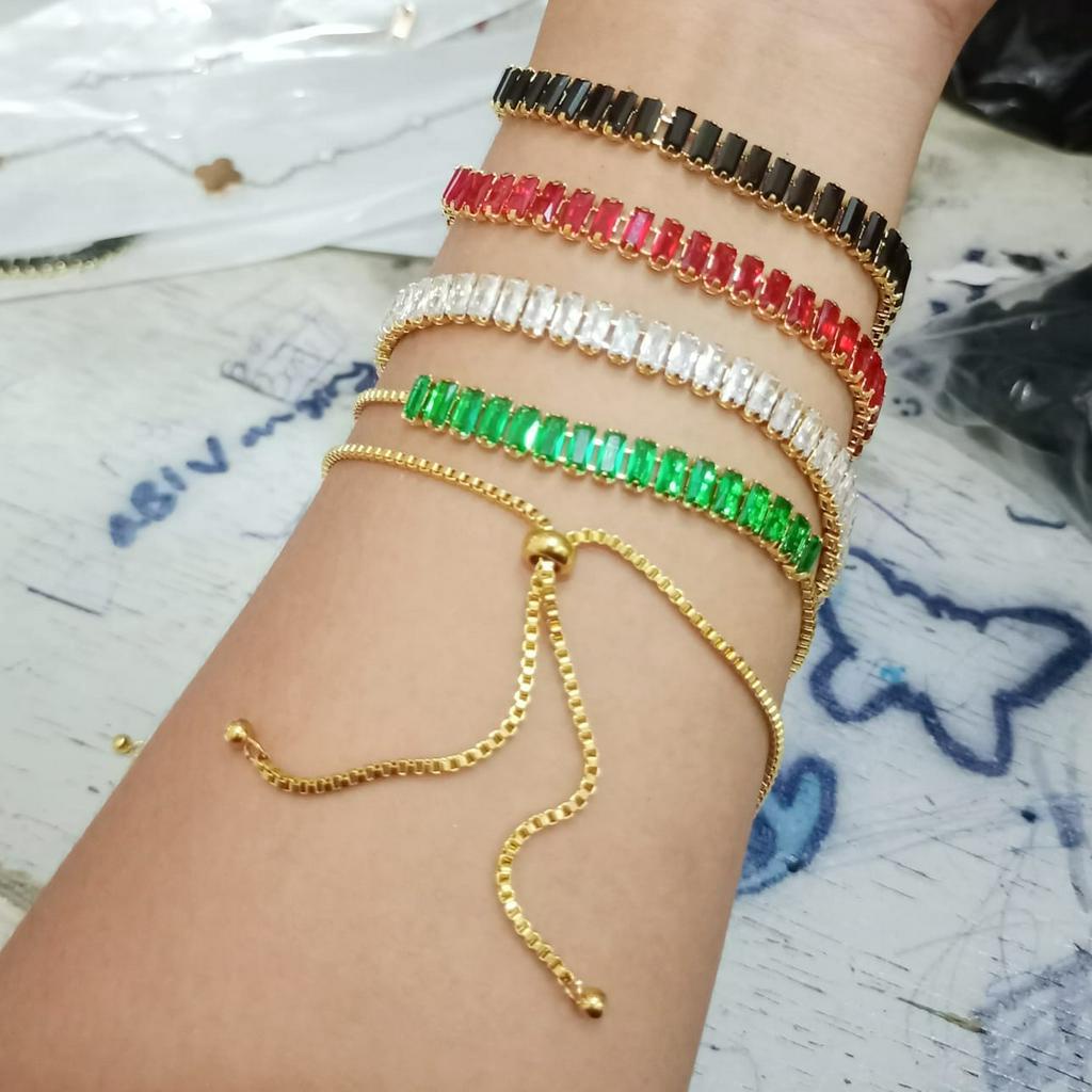 TITANIUM GELANG TANGAN SERUT BATUPERMATA ZIRKON PERHIASAN FASHION WANITA || AKSESORIS GELANG TANGAN 