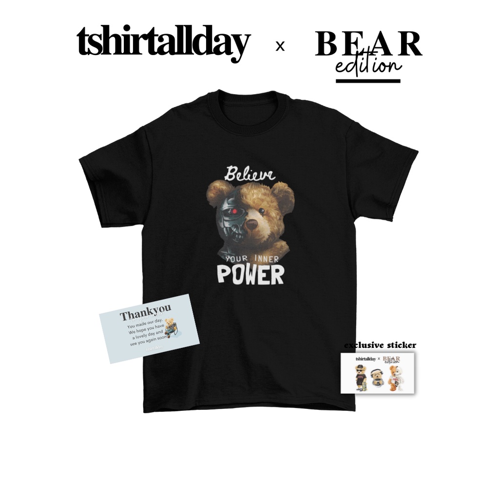 Tshitrallday Kaos Premium Unisex Pria &amp; Wanita bisa Oversize 100% Cotton Combed BEAR EDITION