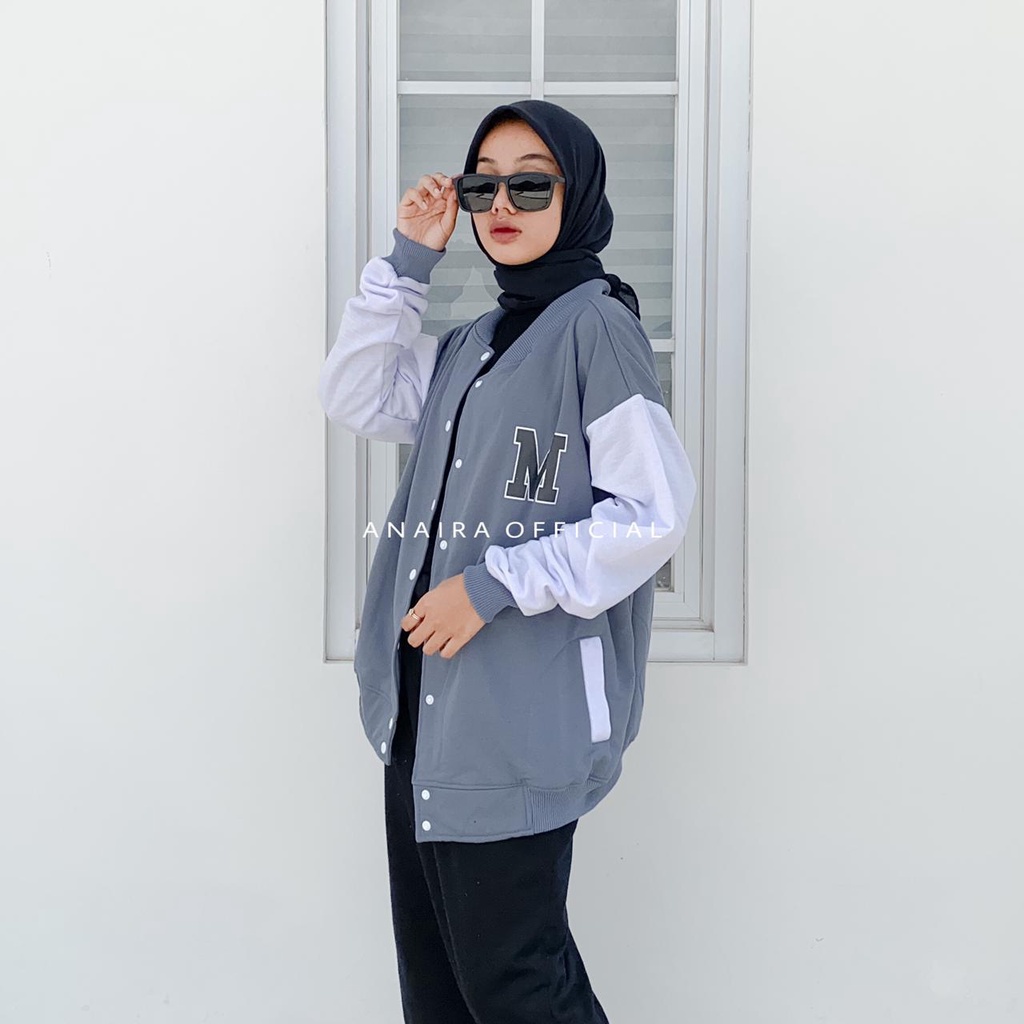 JAKET BASEBALL WANITA &quot;M&quot; SWEATER BASEBALL WANITA BASEBALL CEWEK