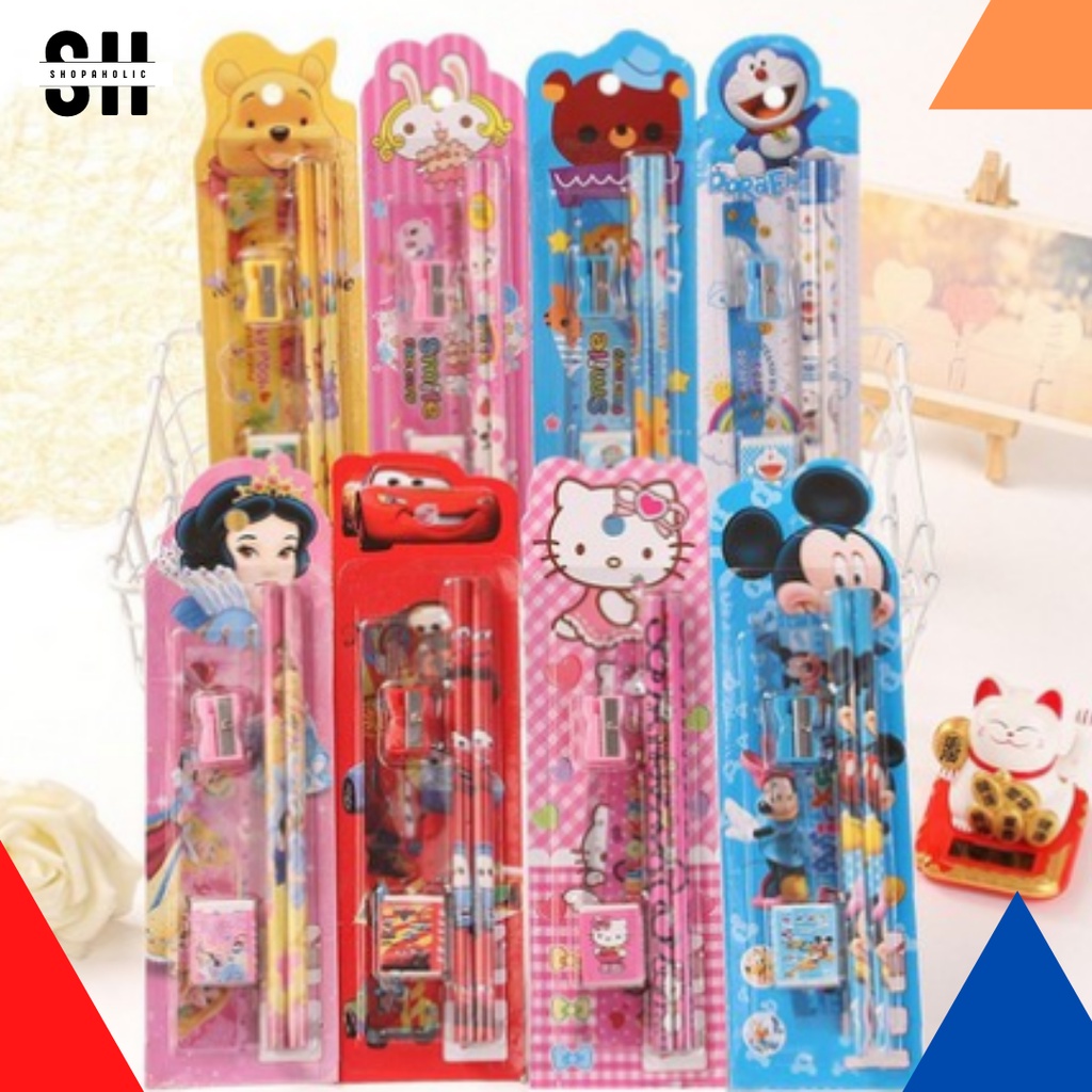 Foto MINI STATIONERY SET ALAT TULIS SEKOLAH 5 in 1 KARAKTER LUCU