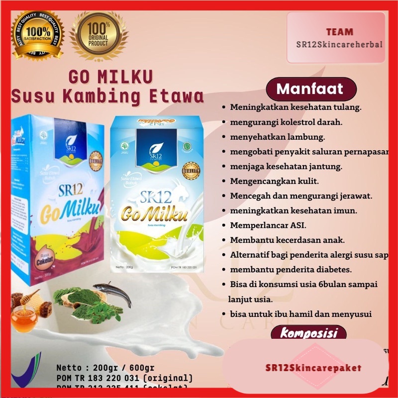 

GO MILKU SR12 SUSU KAMBING ETAWA HALAL BPOM MENINGKATKAN KESEHATAN IMUN TUBUH MELANCARKAN ASI ASLI