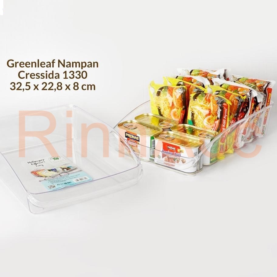 Green Leaf Nampan Cressida 1330 / Wadah Organiser Fridge Food Storage Tray Nampan Container Kulkas Freezer Kotak Penyimpanan Storage Box