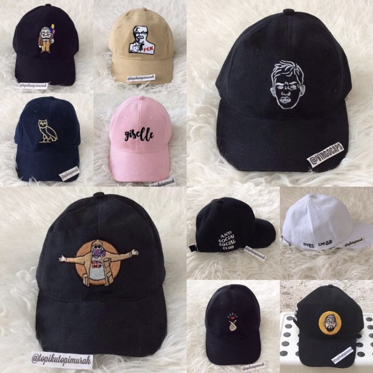 TOPI BASEBALL Bordir Suka-suka Bahan Rafel Denim Satuan dan Grosir