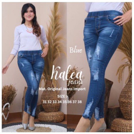 Celana Jeans Wanita Kalea Kekinian Sobek Tidak Tembus 27-38