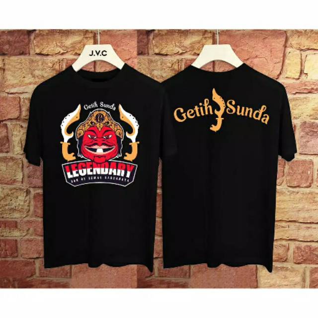 Fourfashion Kaos Pria  Kaos Distro LEGENDARY GETIH SUNDA Black FN154