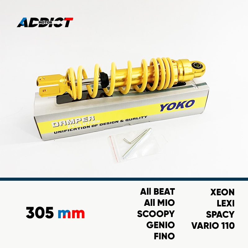 Addict Motor YOKO Shockbreaker Non Tabung 305MM Matic Mio, Beat, Vario 110, Scoopy, Xeon, Genio, Spa