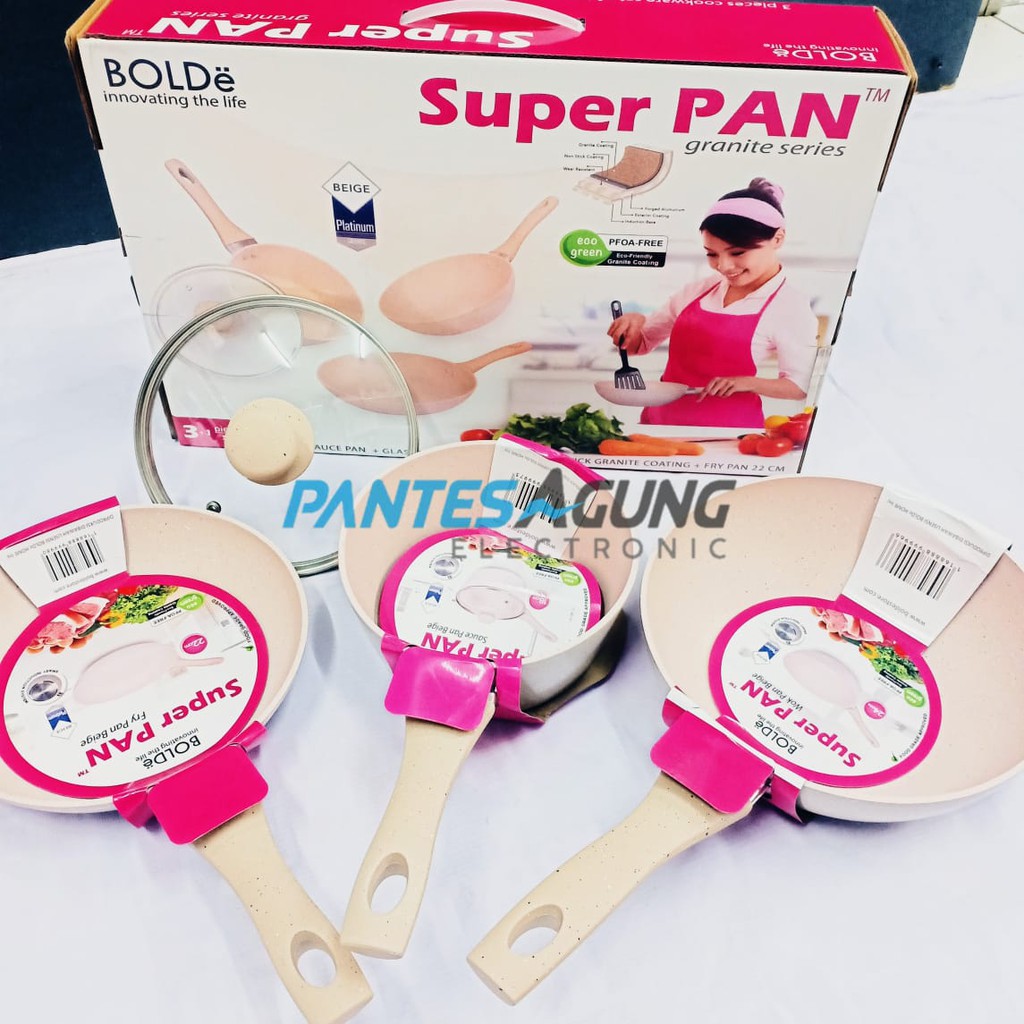 BOLDe SUPER PAN SET - BEIGE | Panci Granite Ceramic Cookware Set | INDUKSI