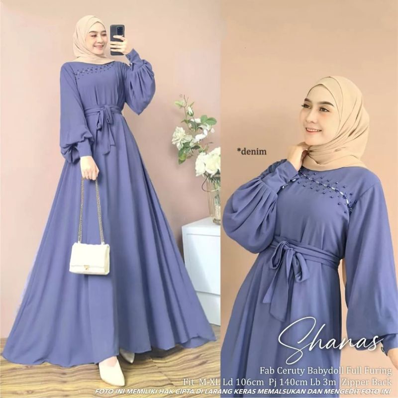 DRESS MAXY MUTIARA SHANASS DRESS CERUTY/VONSY MAXY BY UWAIS/GAMIS MUSLIMAH GAUN KEKINIAN/GAMIS CERUTY TERLARIS/FAR MOSLEMSTORE