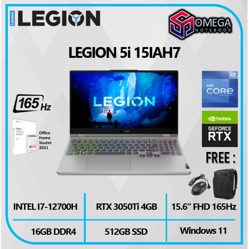 LENOVO LEGION 5i 15IAH7 Intel I7 12700H 16GB 512SSD RTX3050TI 4GB W11+OHS 15.6FHD 165Hz 4RGB