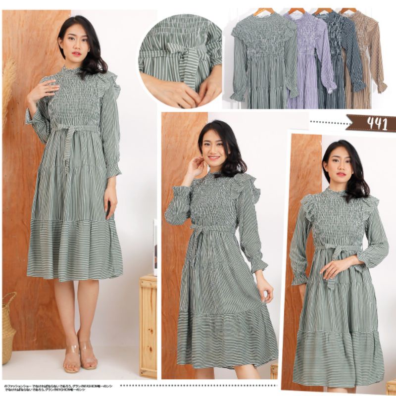 LONG TUNIK SMOKE ANDIN SALUR GARIS - GARIS VANI