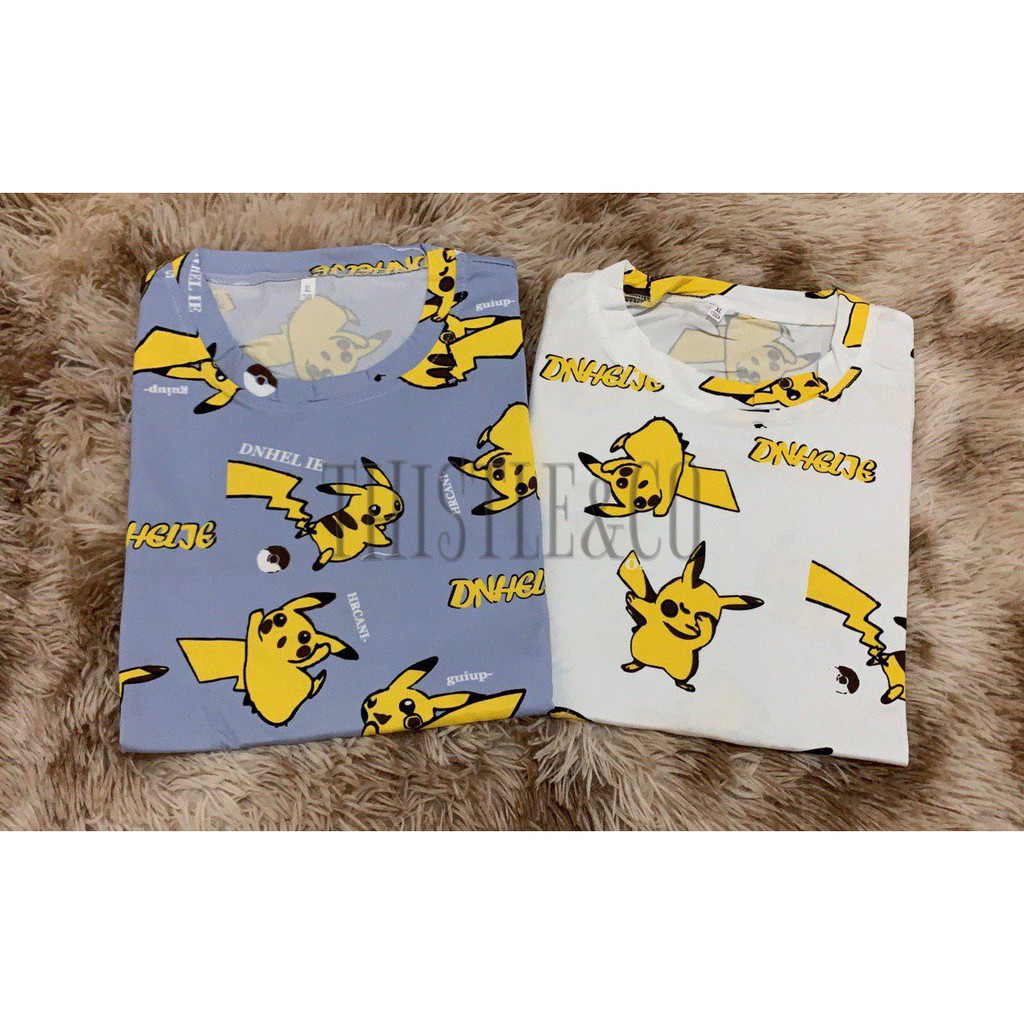 Oversize Tee Tshirt   Wanita Model Longgar Motif Pikachu