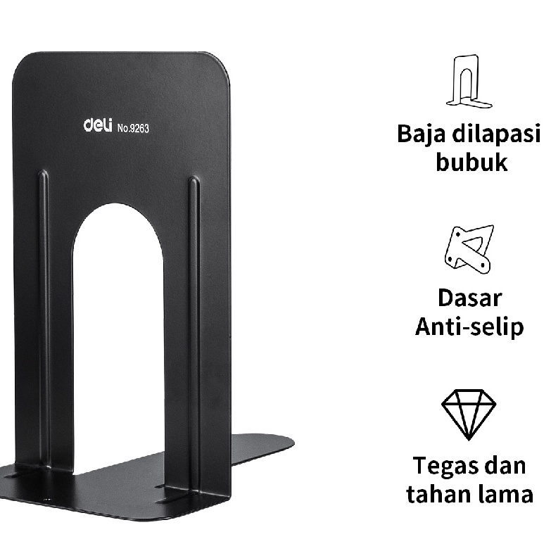 

Deli Penahan Buku Logam Metal 18 x 14 x 20 cm 603g Rak Buku | E9262