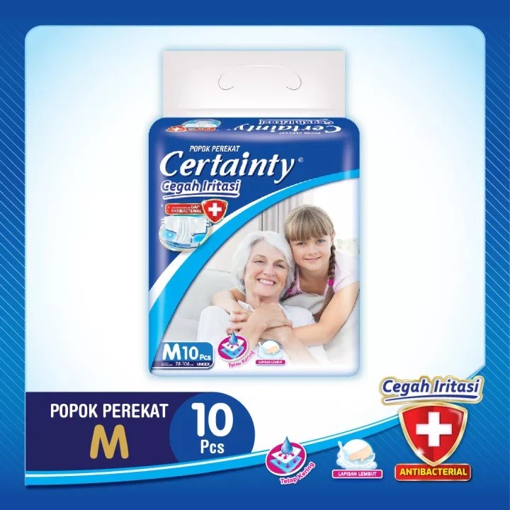 CERTAINTY POPOK PEREKAT DEWASA ANTI BACTERIAL [ M10,  L10,  XL10  ]