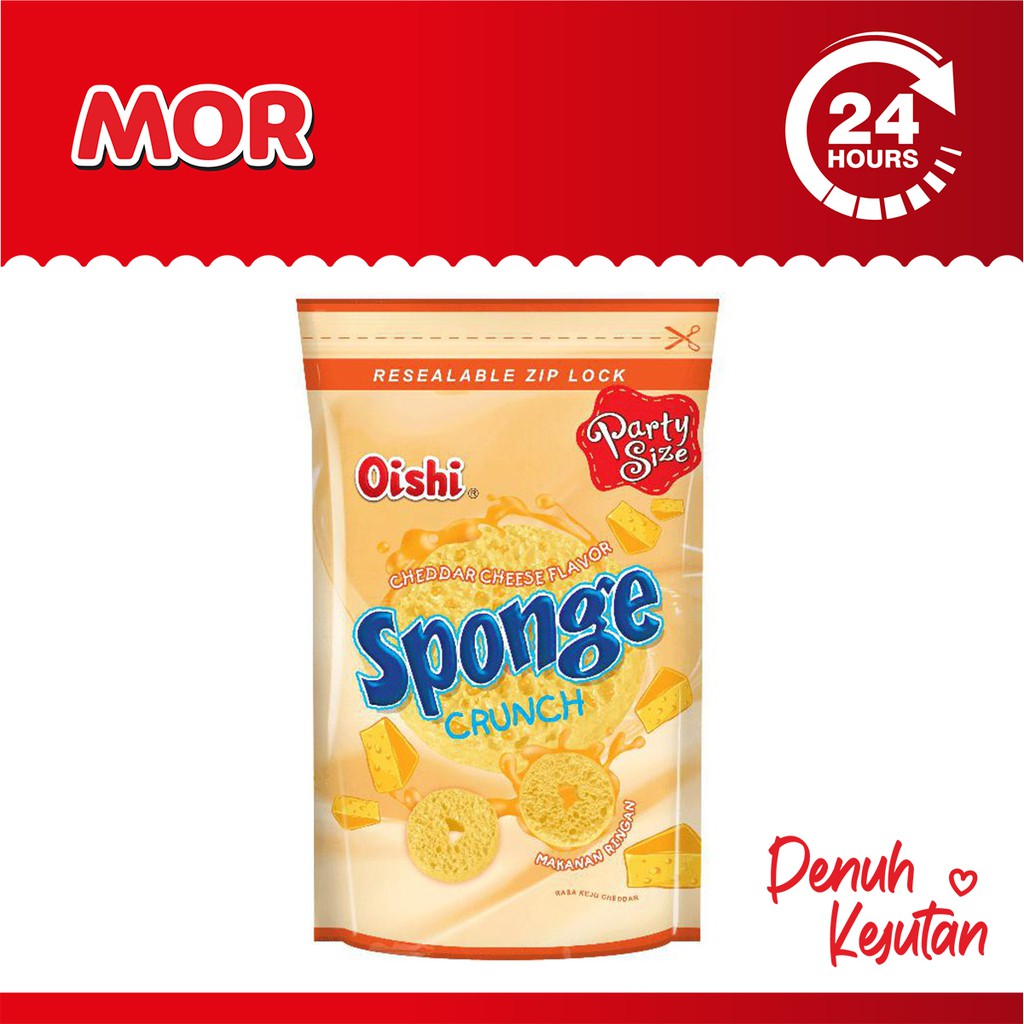 OISHI Sponge Crunch Cheddar Cheese Snack Party Size Keju 120 gr