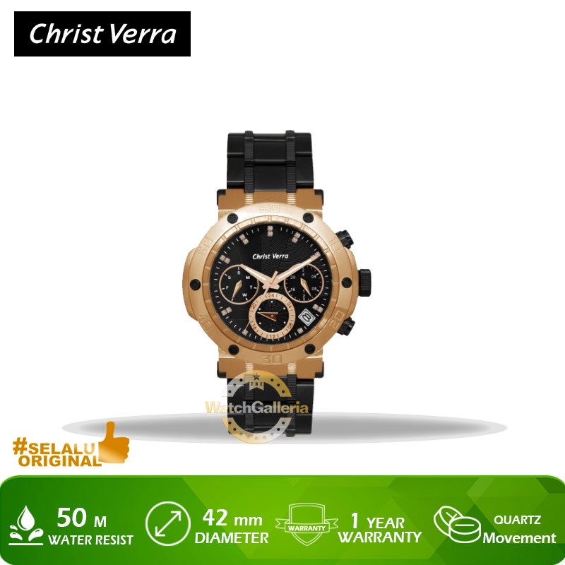 Jam Tangan Christ Verra CV 52283LD-18 BLK Original Murah