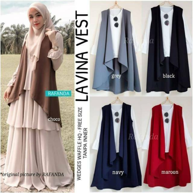 Lavina Vest, VEST/KARDIGAN WANITA SUPER CANTIK MODIS FIT XXL LD 100-114 BAHAN WEDGES WAFFLE TERMURAH TERLARIS OOTD