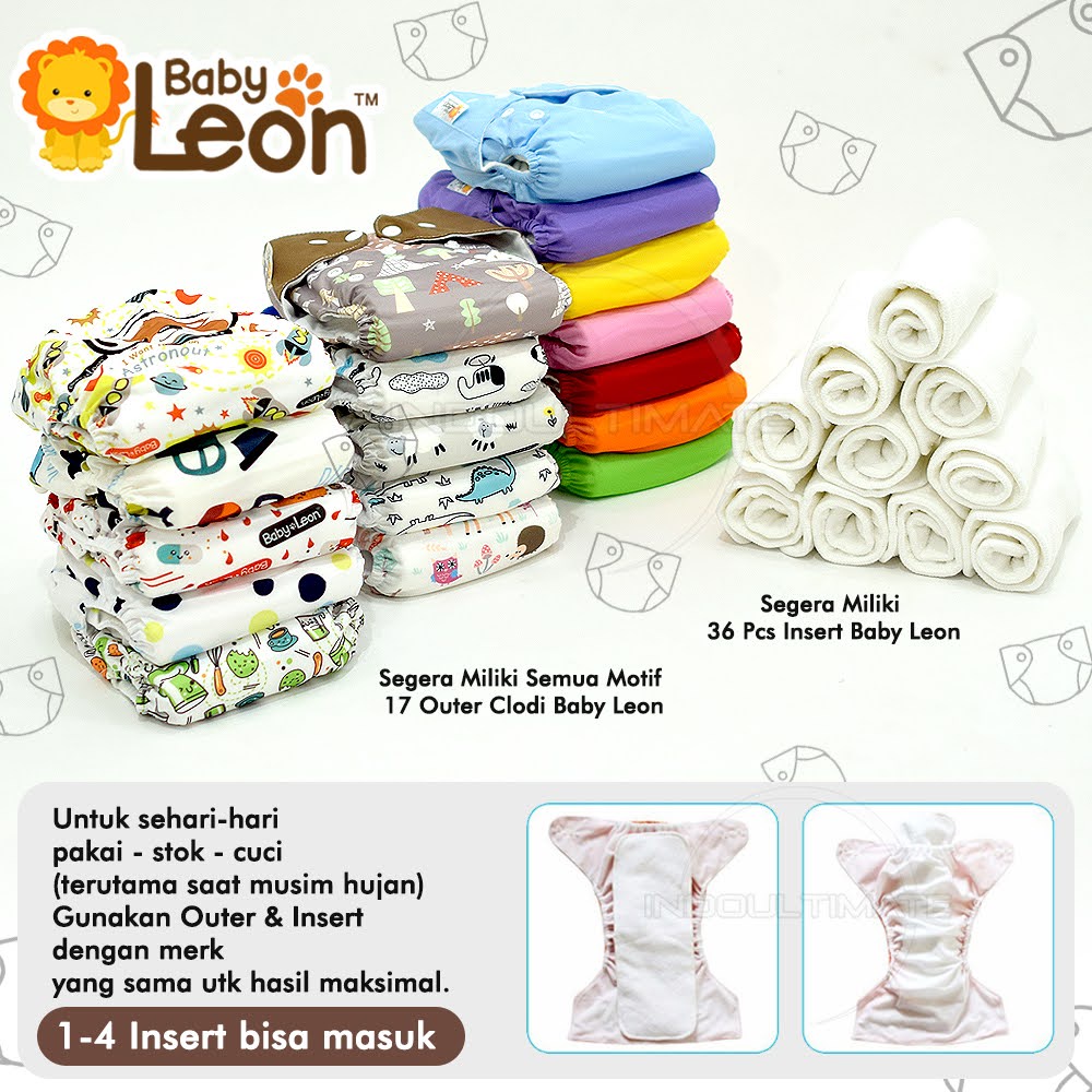 Clodi Jumbo XL-Reguler Size Popok Bayi Cloth Diaper BABY LEON Clodi Kain Cuci Ulang Baru Lahir New born Murah Clodi Bayi Popok Kain Celana Baru Lahir New Born