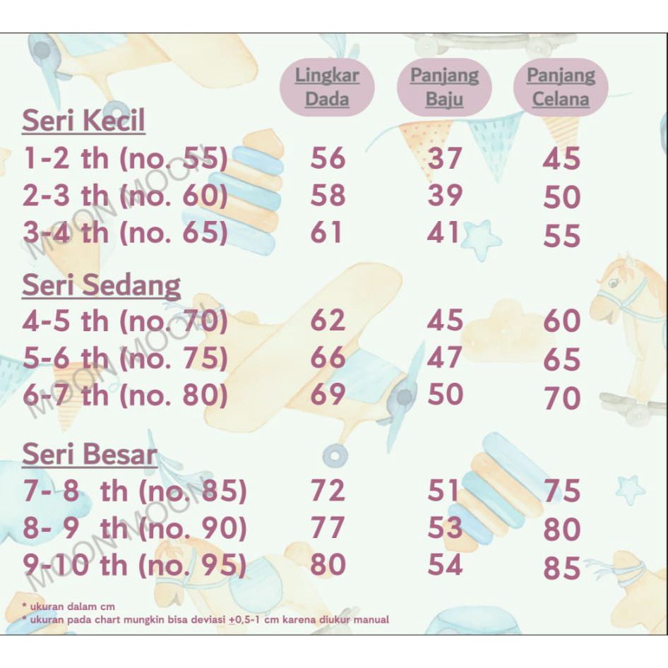 piyama anak lengan panjang kubao baby balita 1-5 tahun banyak motif