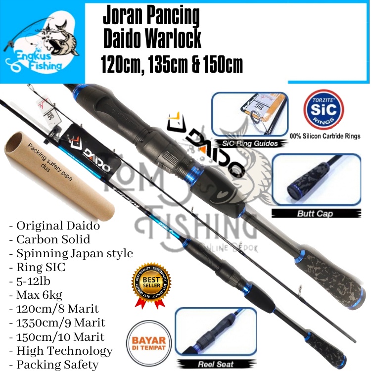 Joran Pancing Daido Warlock 135cm -150cm (5-12lb ) Max 6kg lentur murah - Engkus Fishing