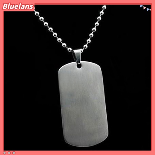 Bluelans Men Women Punk Fashion 316L Stainless Steel Polished Rectangular Dog Tag Necklace