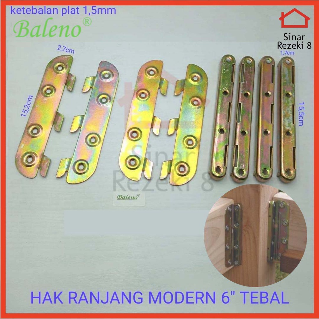 Hak Ranjang Tebal Sudut Dipan Siku Bracket Samping Bed Fitting Engsel - Modern6"TEBAL
