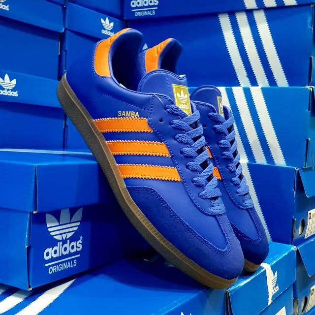 Jual SEPATU ADIDAS SAMBA ORIGINAL BLUE ORANGE MADE IN INDONESIA BNIB |  Shopee Indonesia
