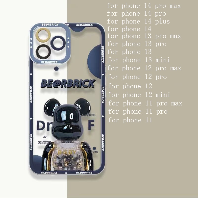 Soft Case Silikon TPU Transparan Motif Beruang Untuk IPhone 14 13 12 Pro Max 11 XS XR X 8 7 6S Plus