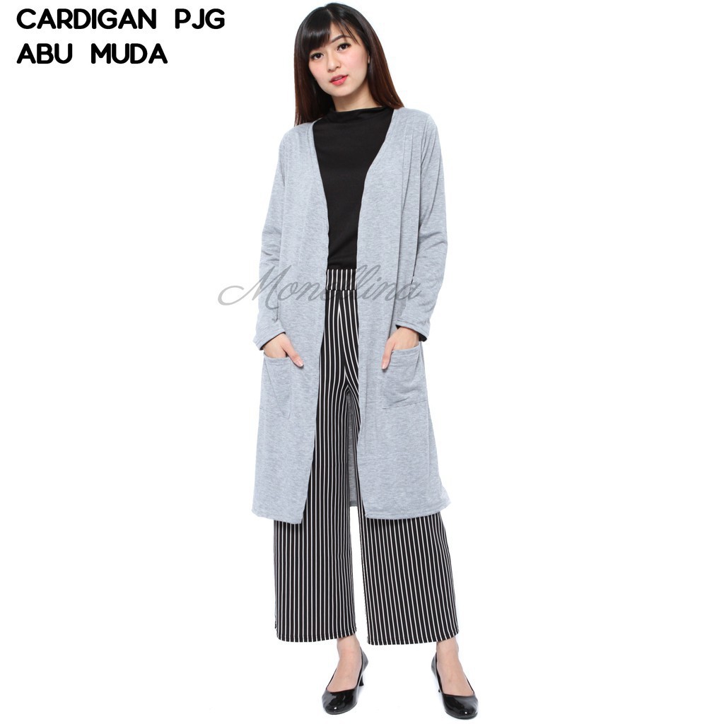 YUGANA - CRLONG Cardigan Wanita Cardigan Polos Jumbo Long Cardigan Lengan Panjang Murah Kekinian-5