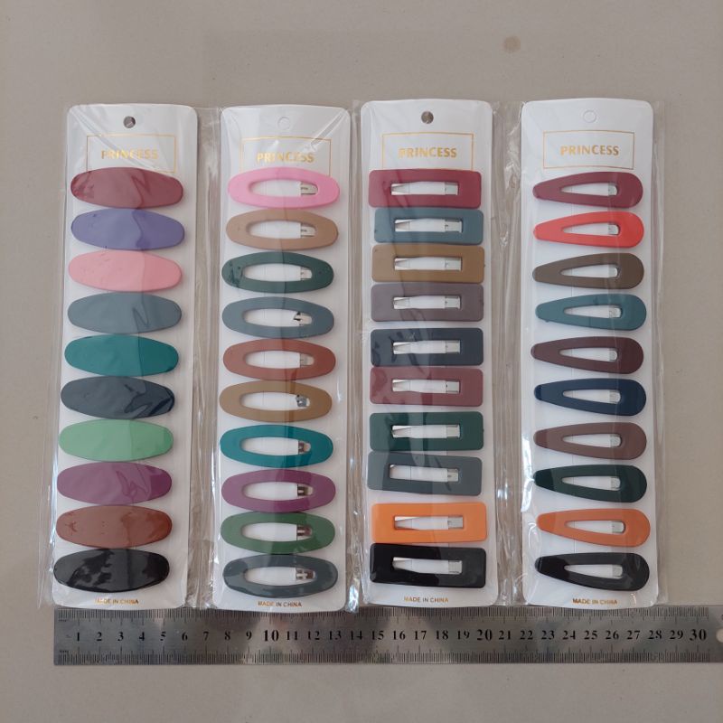 Tiptop Akrilik Dewasa Doff Ceruty Polos 10pcs Jepit Rambut Per Lembar Grosir
