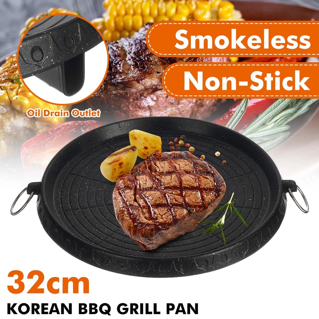 Everlux BULGOGI PAN  | Panci Panggang Grill Pan Korea pan Besar 32 cm Alat Panggang BBQ Anti lengket round griller Diatas kompor