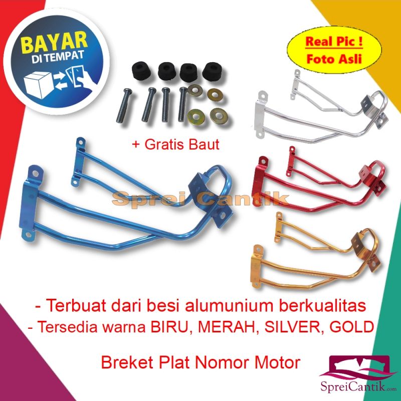 Breket Plat Nomor Motor NMAX AEROX LEXI + GRATIS BAUT - Variasi Aksesoris Bracket Dudukan Motor Yama