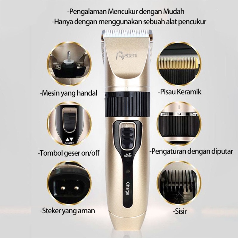 Abeni Alat Cukur Rambut Elektrik Clipper Profesional Hair Clipper Gunting