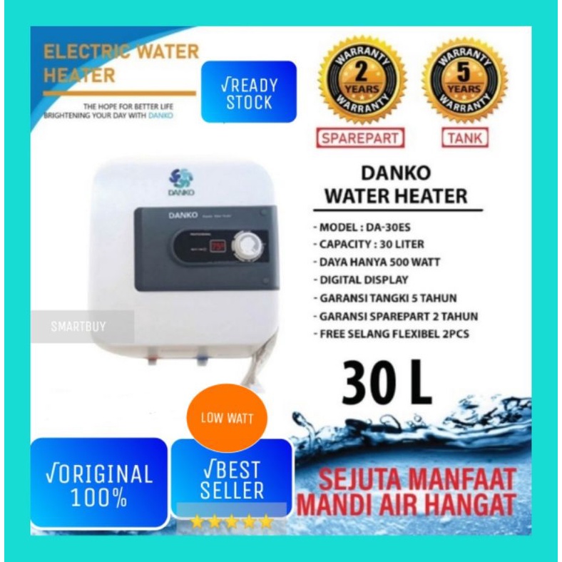 DANKO Water Heater Listrik 30 Liter Pemanas Air Low 500 Watt 3-4 Orang &quot;BIG PROMO