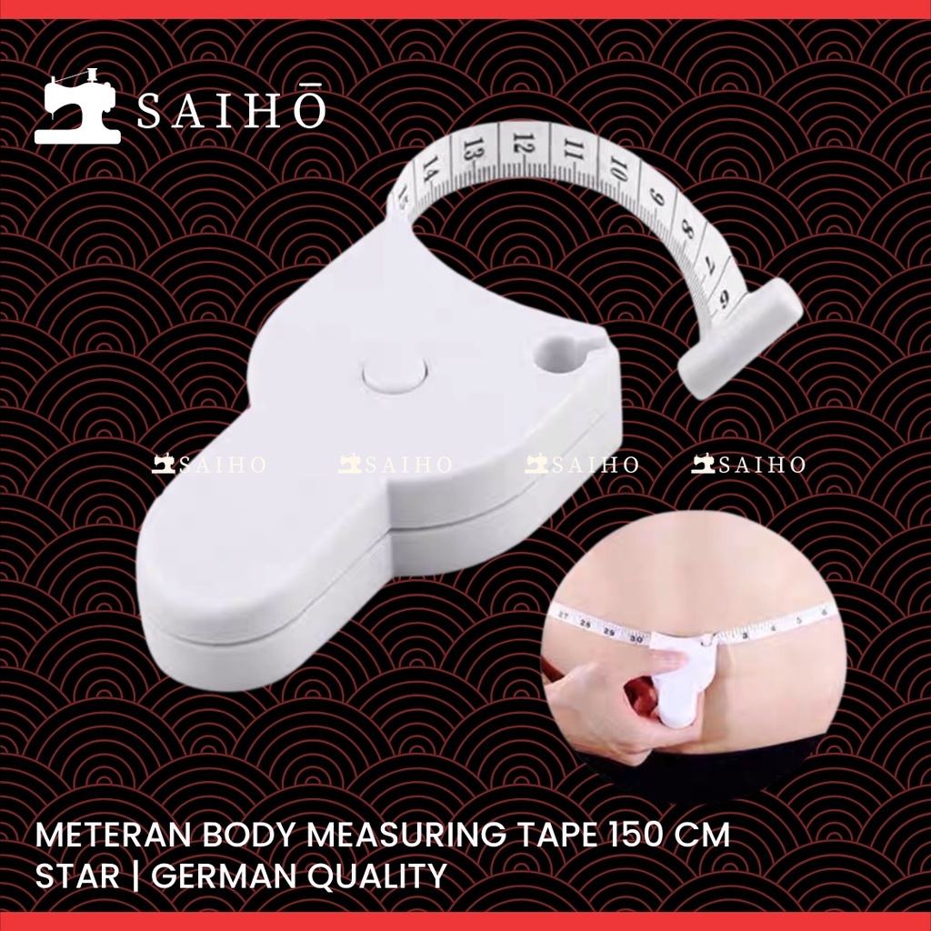 [STAR] Meteran Badan Body Measuring Tape | Auto Roll | 150cm | Ready Warna Putih