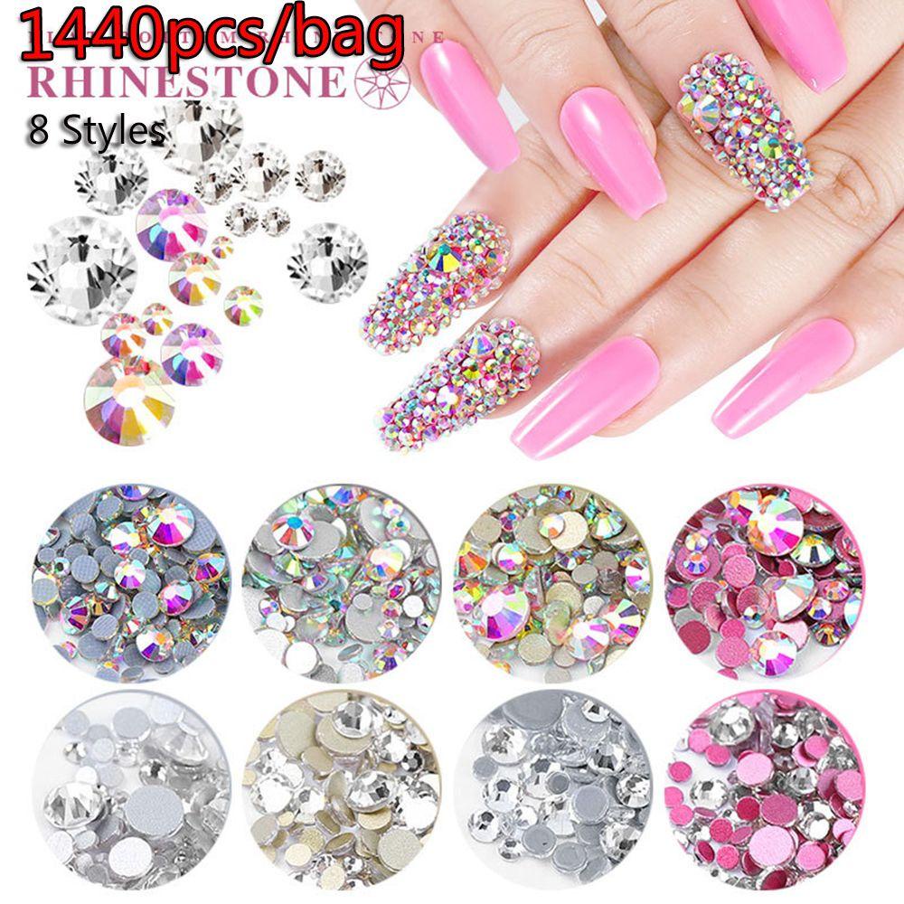 Solighter 1440pcs/bag Nail Rhinestones Beauty Merah Emas/Perak Nail Art Dekorasi